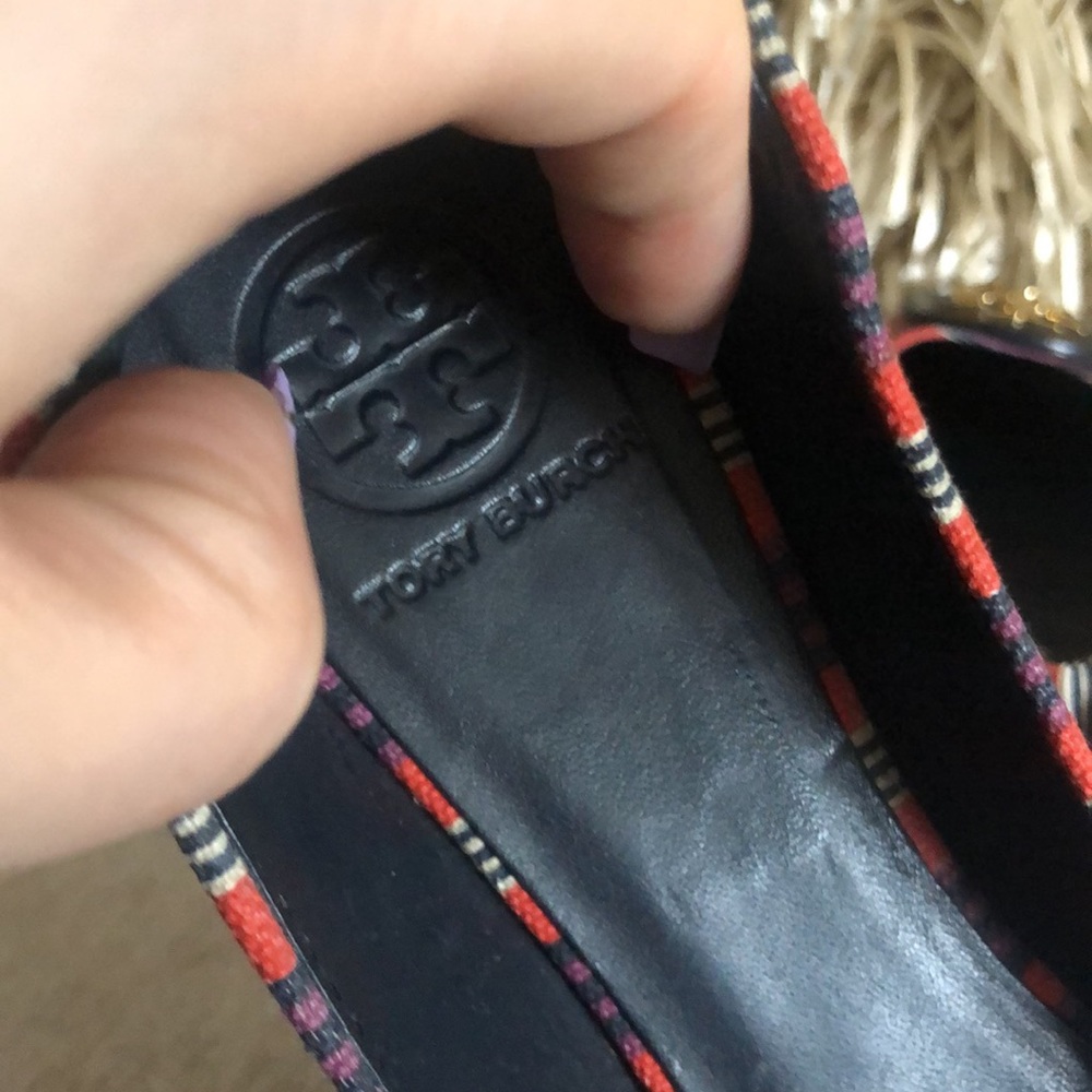 Tory Burch Reva Bauer Stripe Printed Canvas Flats - Picture 7 of 11